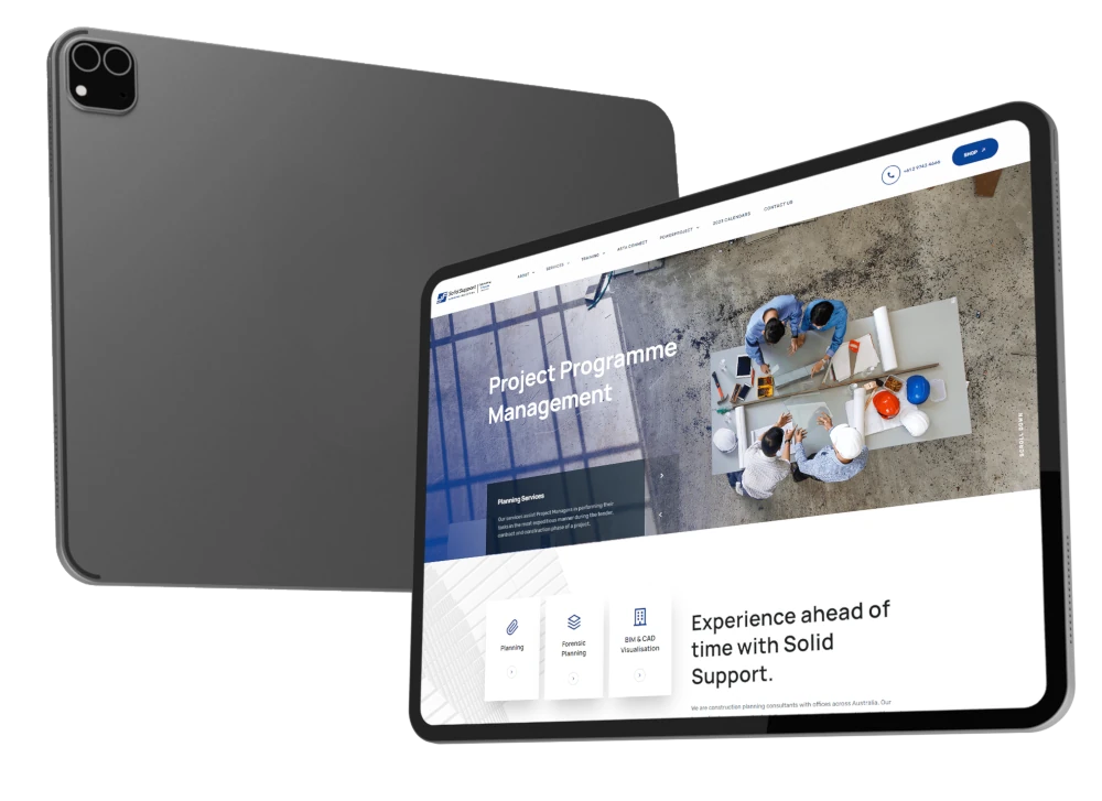 Solid Supports new website on a tablet