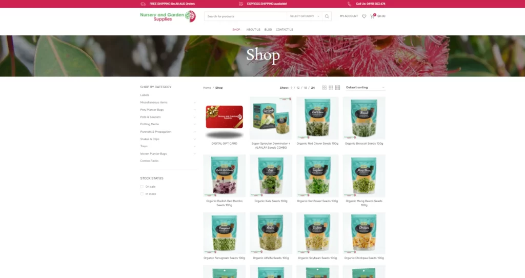 Nursery and Garden Supplies in desktop view