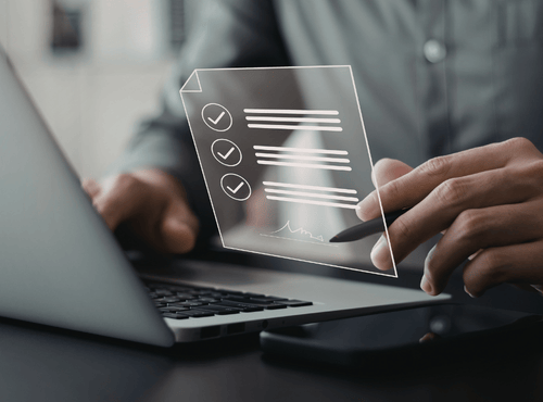 Project manager reviewing a website project scope and task checklist to prevent scope creep in web projects.