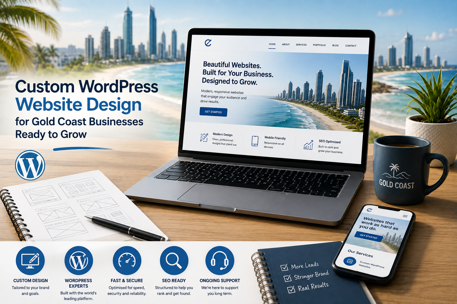 Custom WordPress website design for Gold Coast businesses